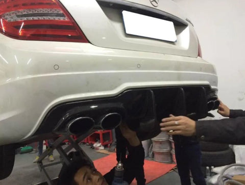 Carbon Fiber / FRP Rear Bumper Diffuser lip for Mercedes-Benz C-Class W204 C63 AMG C300 Sport Sedan 2012 - 2014