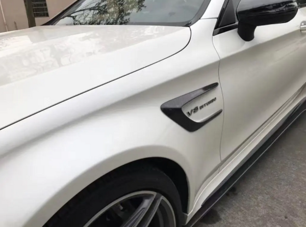 Carbon Fiber / FRP Black Side Fender Vents Trims Canards Fins for Mercedes-Benz C-Class W205 C63 AMG Coupe 2015 2016 2017